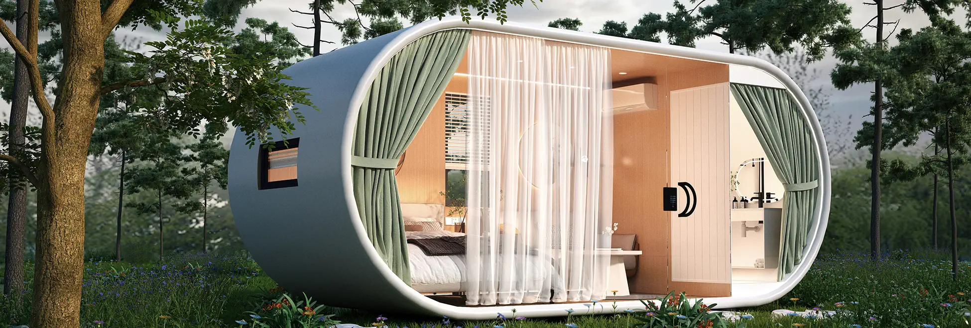 Arched Apple Cabin Backyard Studio Self-Contained ADU with Kitchen, Bath & HVAC