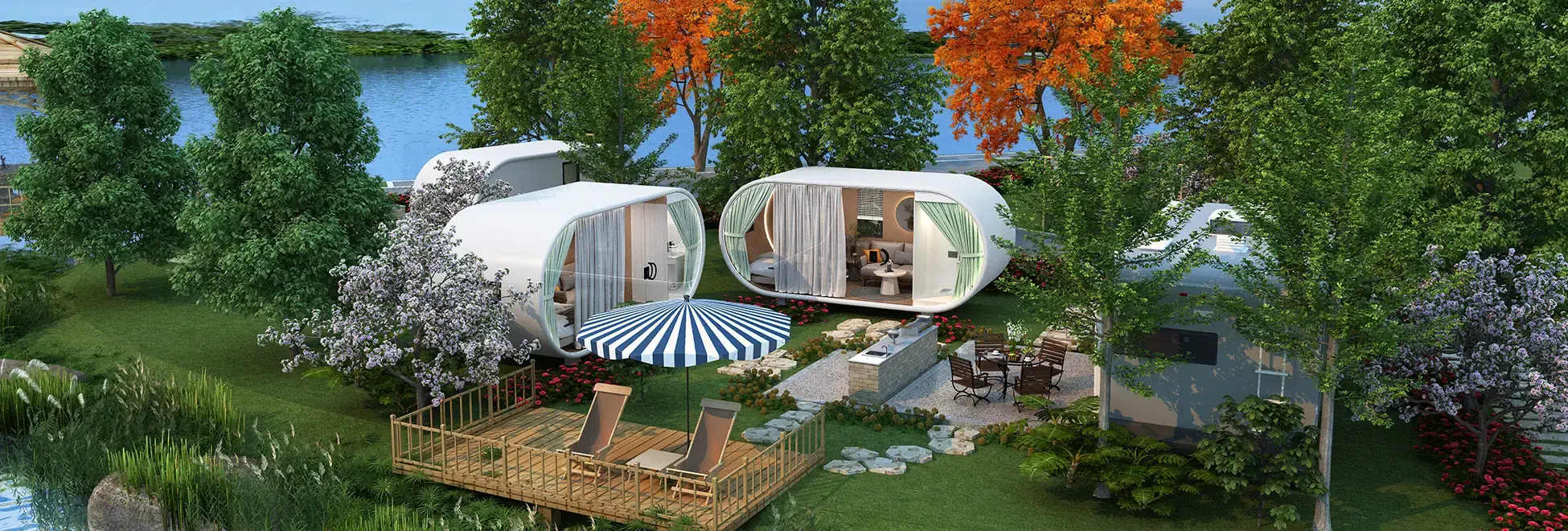 Arched Glamping Courtyard Pod Multi-Function Social Hub for Outdoor Resorts